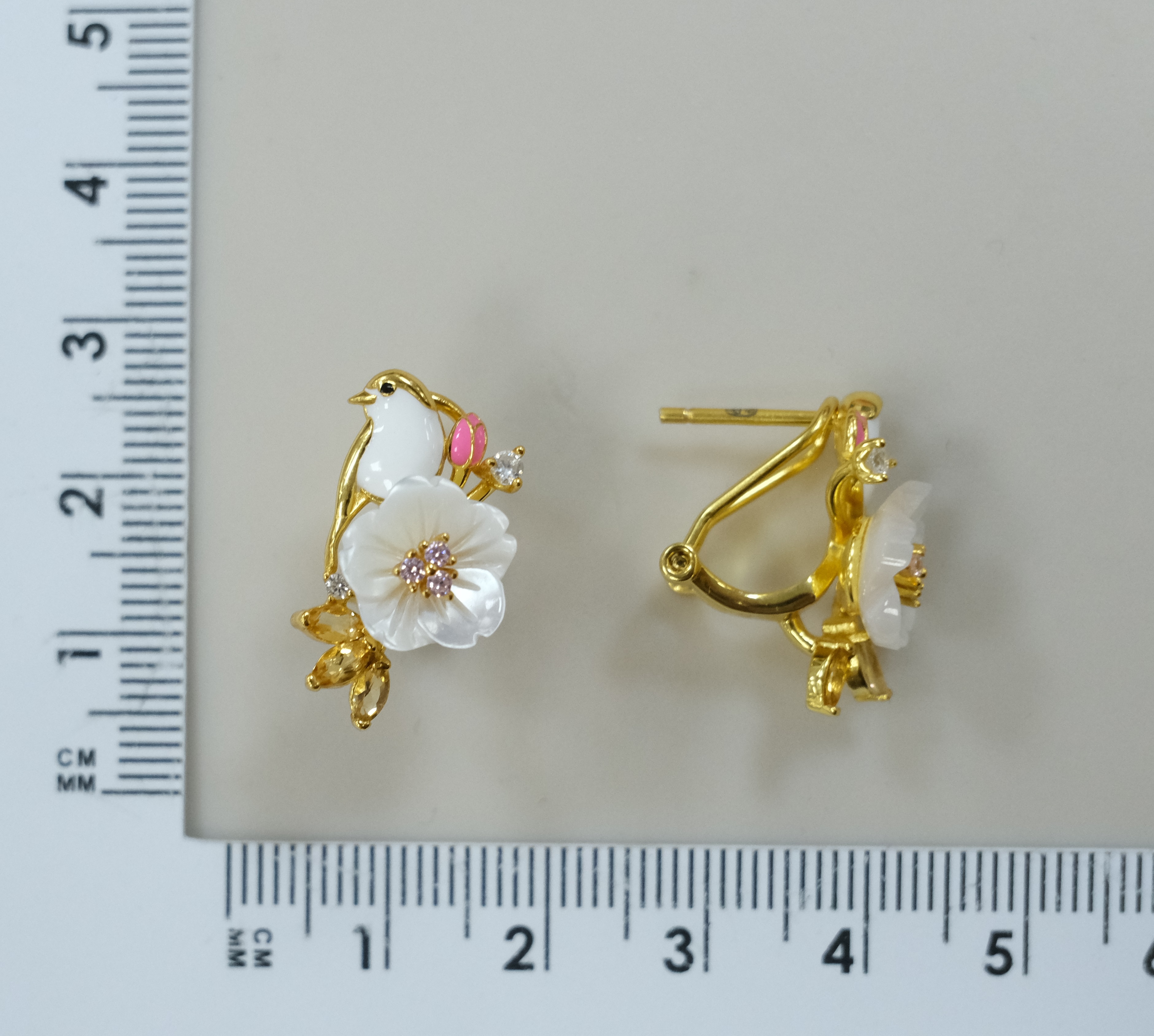 Серебряные серьги с перламутром "Птички"